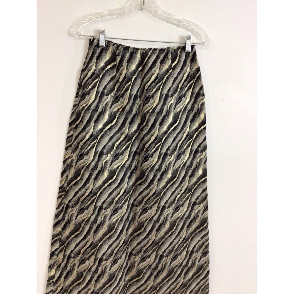 Vintage Maxi Skirt Metallic Gold Pattern Womens Small - Picture 4 of 6